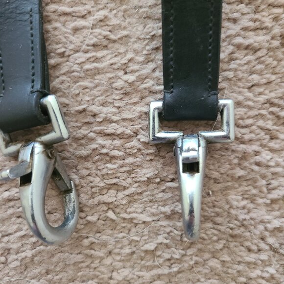 Black Leather Side Reins with Rubber Donut - Picture 3 of 4